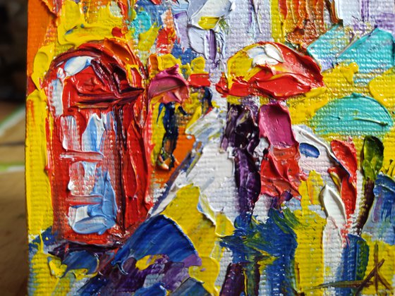 With love from London - small painting, cityscape, postcard, city, gift idea, gift, oil painting,Big Ben, London, United Kingdom