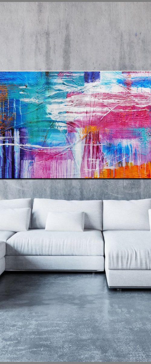 Square Root of Grunge 240cm x 100cm Colourful Abstract Art by Franko