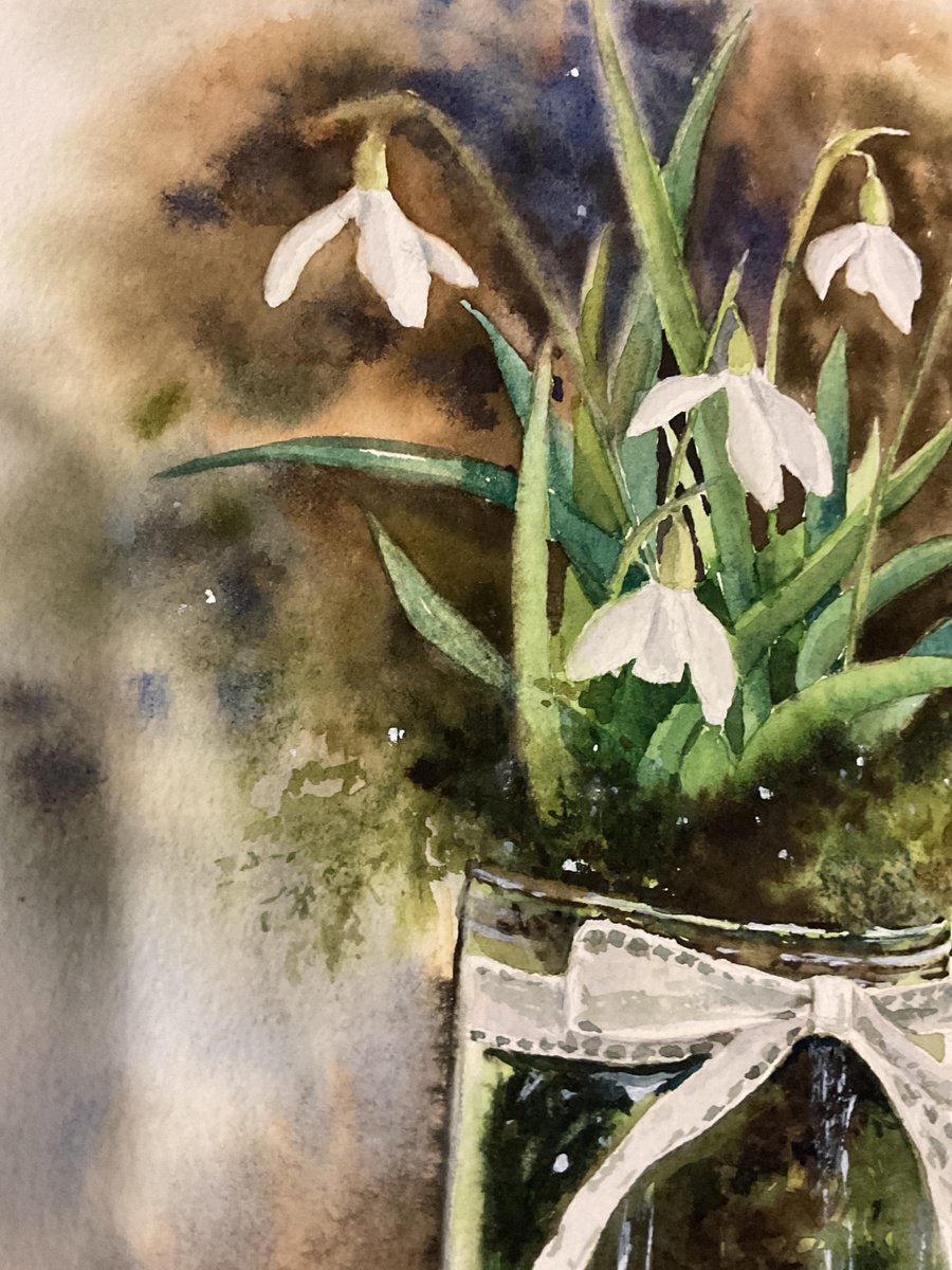 Illustrative Botanical Watercolour By Natalia Butenko, 9 X 14", Snowdrops, Original Watercolour Painting, Original Artwork