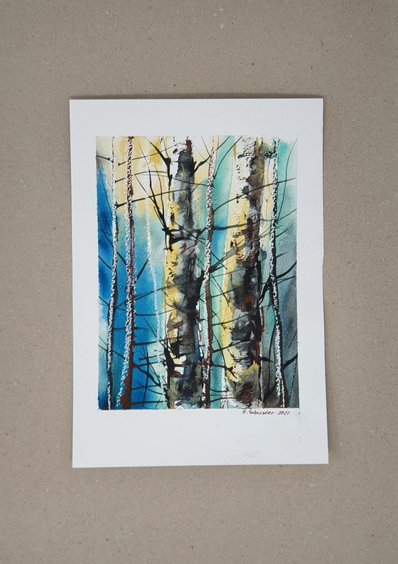 13/20 ORIGINAL WATERCOLOR painting. Trees series