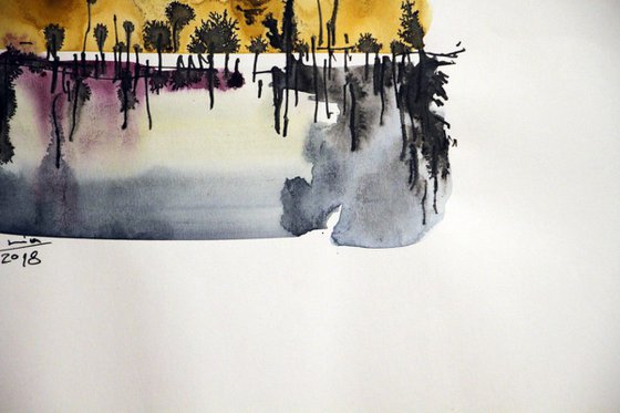 SMALL ABSTRACT LANDSCAPES 21, Watecolor and ink on Paper, 40 x 30