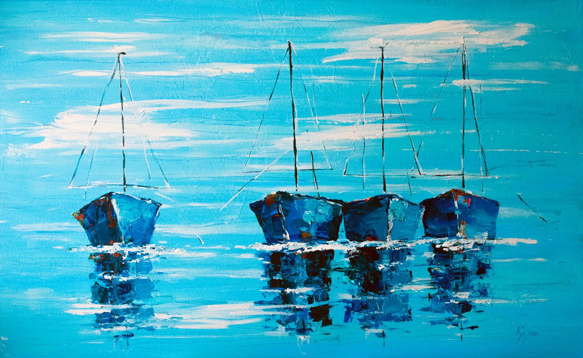 Pleasure Boats. Blue motive by Liubov Kvashnina