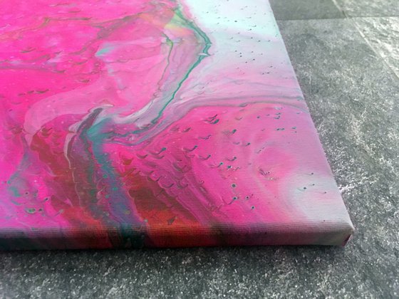 "Pink Tsunami" - Original Abstract PMS Fluid Acrylic Painting - 16 x 20 inches