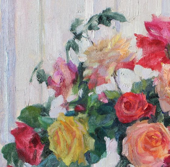 Roses in a glass vase