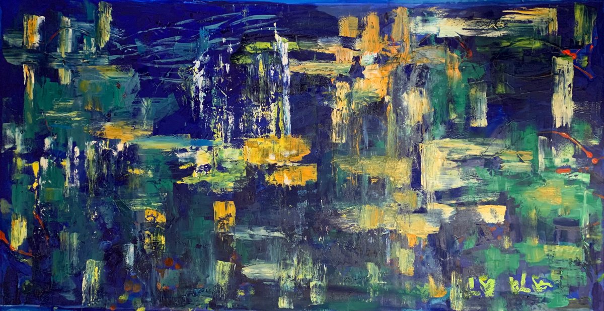 Impressionistic Abstract Oil Painting By Olga Pascari, 77 X 40", Noice Of Silence, Original Artwork