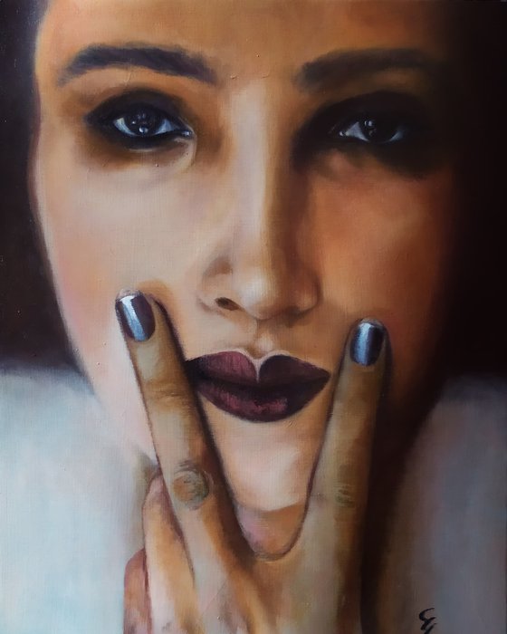 Fingers on lip