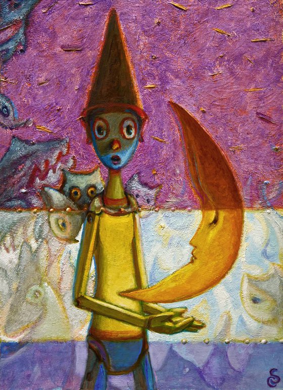 THE MOON AND THE DREAM OF PINOCCHIO - ( 29 x 21 cm )