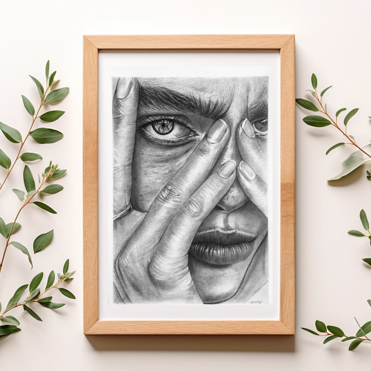 Photorealistic Portrait Pencil Drawing By Amelia Taylor, 8 X 12, Shy, Original Artwork