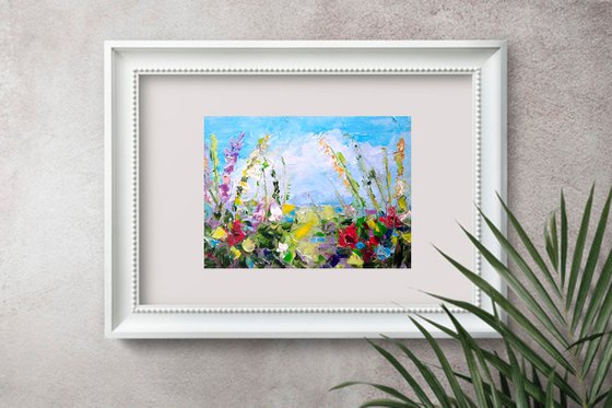 Meadow Painting Field Flower Original Art Floral Artwork Wildflower Wall Art