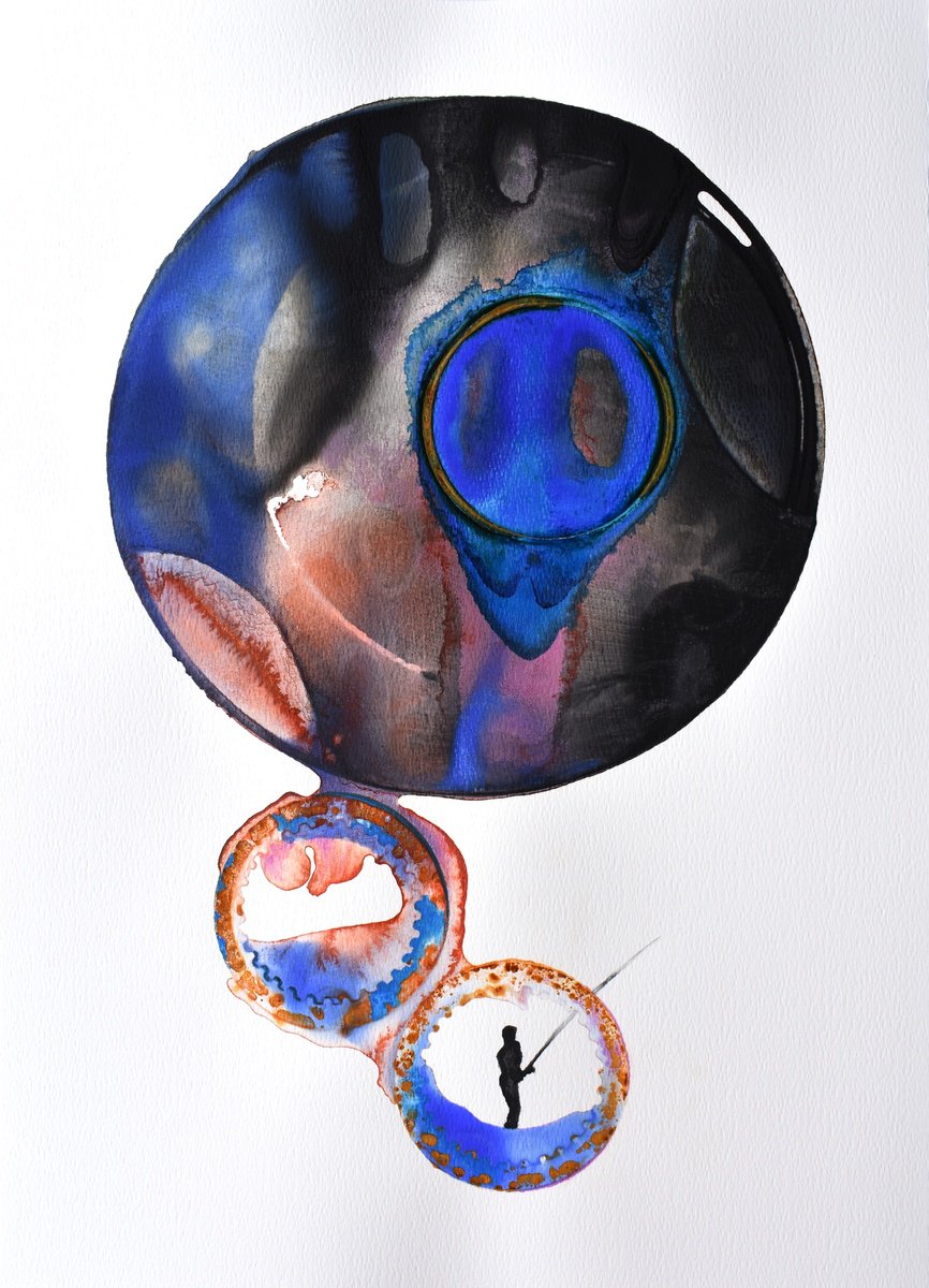 Abstract Acrylic Painting By Milena Nicosia, 21 X 29", Il Salvatore, Original Artwork