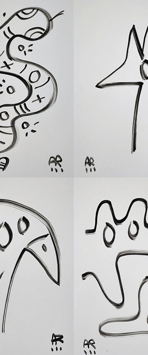 5 DRAWINGS B&W by Angel Rivas