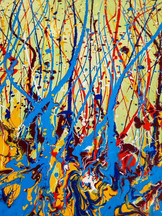 Okelon N-15 (H)158x(W)124 cm. Colorful Splash Abstract Painting