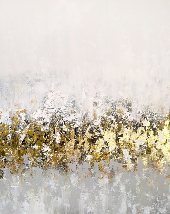 White abstraction with gold leaf