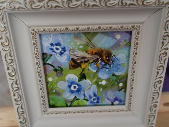 Bee and Blue Flowers