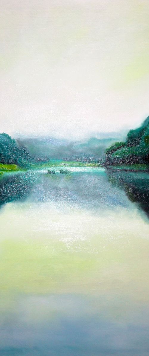 Landscape painting on canvas "Reflection” Oil by Anna Lubchik