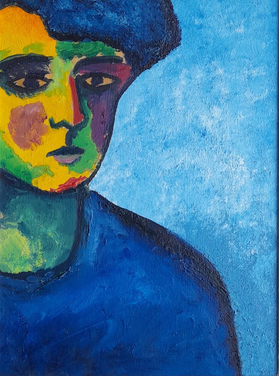 Expressive Portrait Oil Painting By Paul Heron, 12 X 15", Portrait, Original Artwork