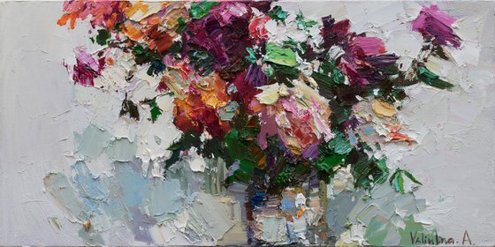 Roses in a vase  Still life painting - Original impasto oil painting