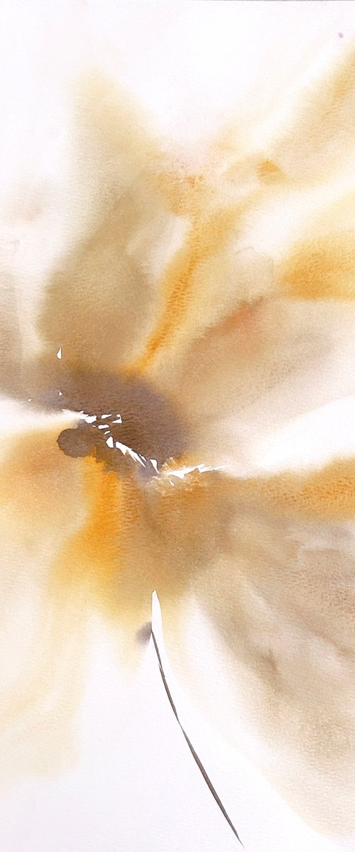 Yellow abstract flower by Olga Grigo