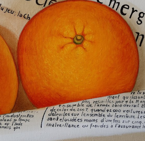 Le Monde with oranges