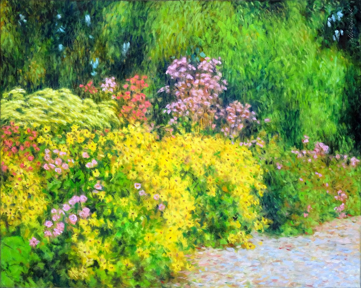 Impressionistic Botanical Oil Painting By Richard Mierniczak, 39 X 31", In The Botanical Garden 2., Original Artwork