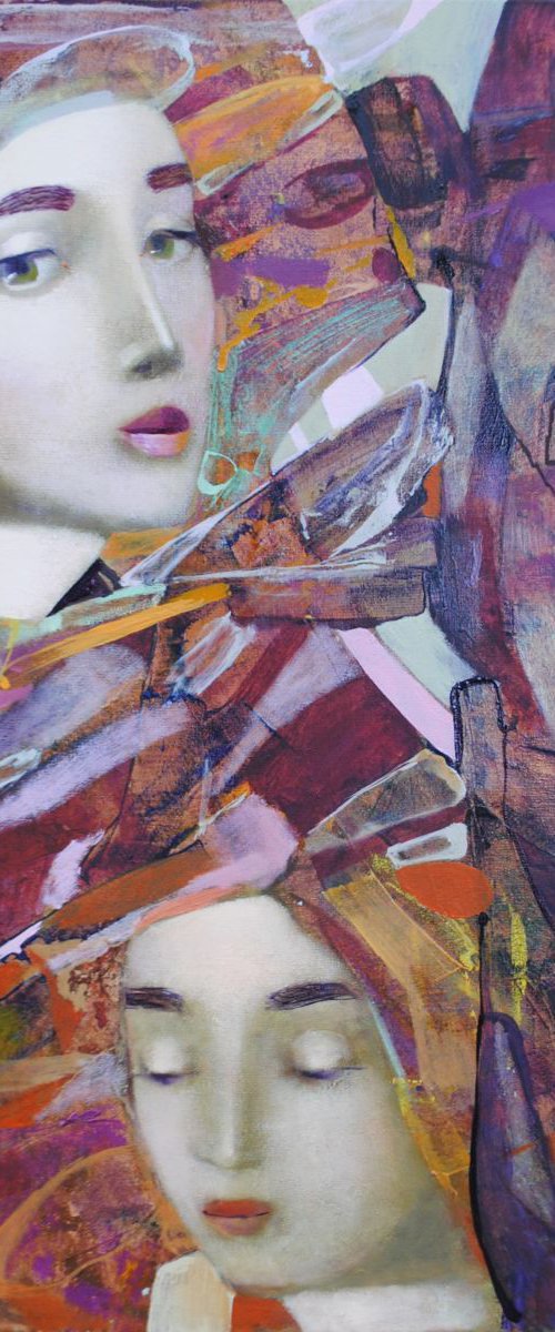 Original oil painting "Shy striving and doubt" signed abstract women by Каte К.ulish by Kate Kulish