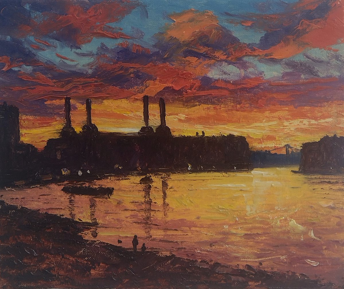 Battersea and The Thames at sunset, London by Roberto Ponte