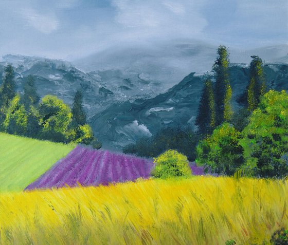 Landscape with flowers, gift for Cristina