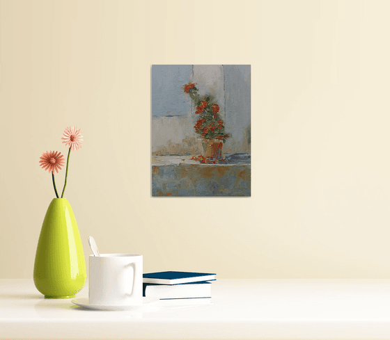 Small oil painting with flowers