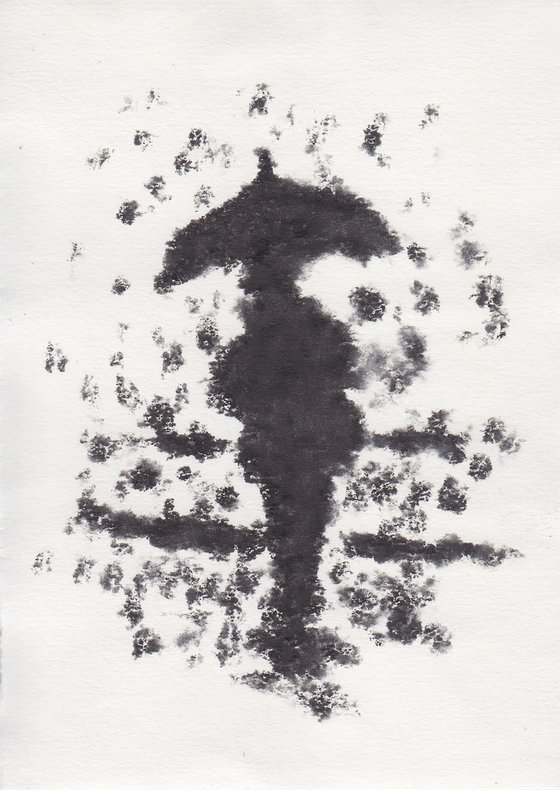 Lady in the snow monoprint second press
