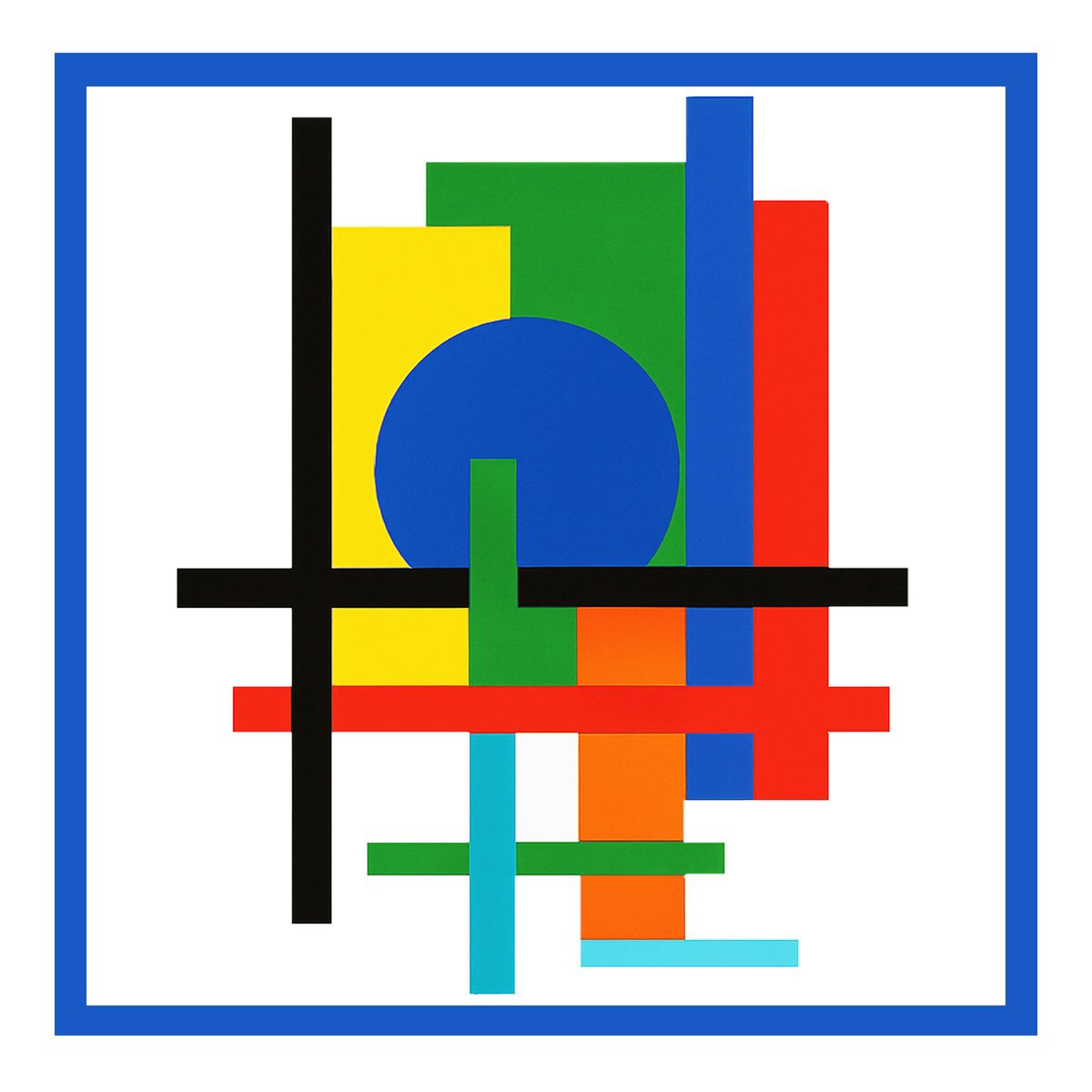 Abstract Giclee Print By Alessandro Butera, 22 X 41, Geometries In Blue, Original Artwork