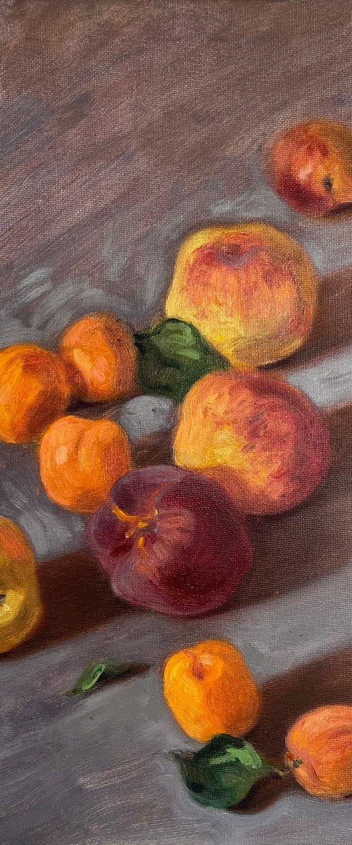 Still Life with peaches by Elina Arbidane