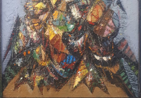 Abstract birds (40x50cm oil/canvas, framed)