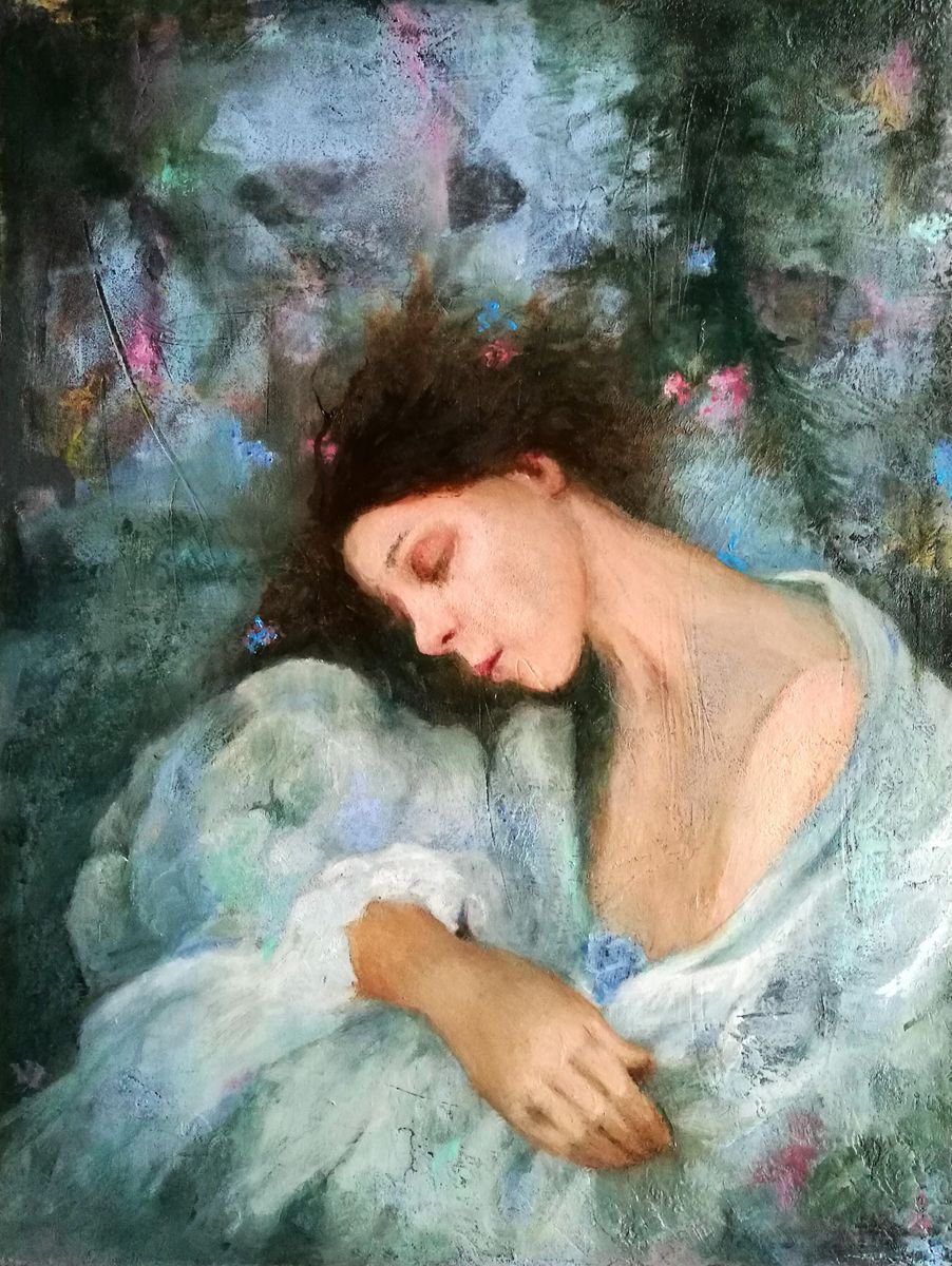 Impressionistic Portrait Oil Painting By Daniela Roughsedge, 9 X 12, Onirica, Original Artwork