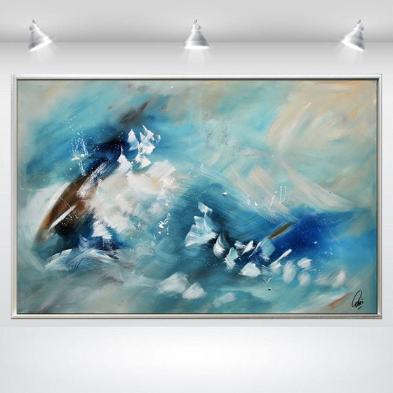 Emotional  - Abstract Art - Acrylic Painting - Canvas Art - Framed Painting - Abstract Sea Painting - Ready to Hang