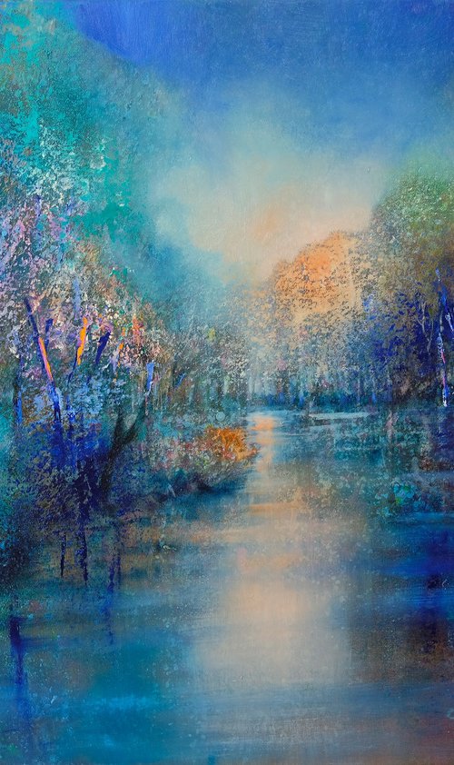 Blue fairytale forest by Annette Schmucker