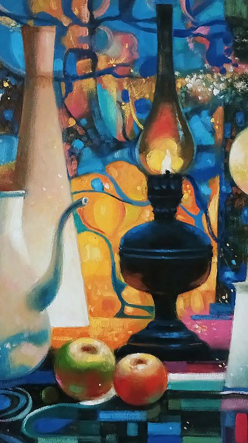 Still life with lamp by Anatolii Tarabаnov