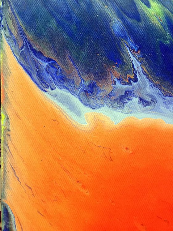 "Escape To Orange Island" - Original Abstract PMS Acrylic Painting - 24 x 24 inches