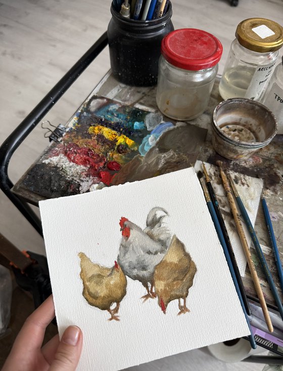 Rooster and hens