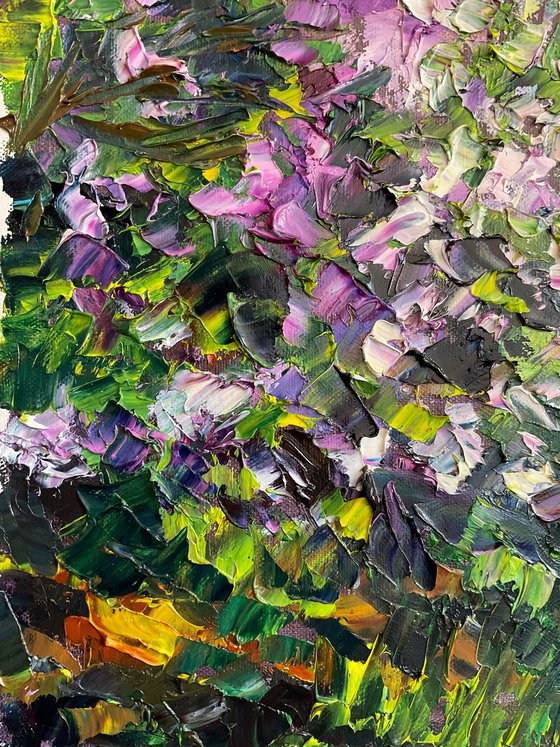 Lilac on green background