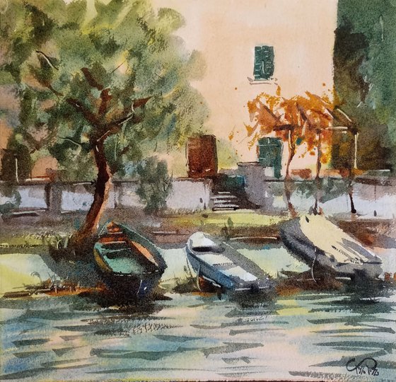 Boats in Lierna, Como Lake