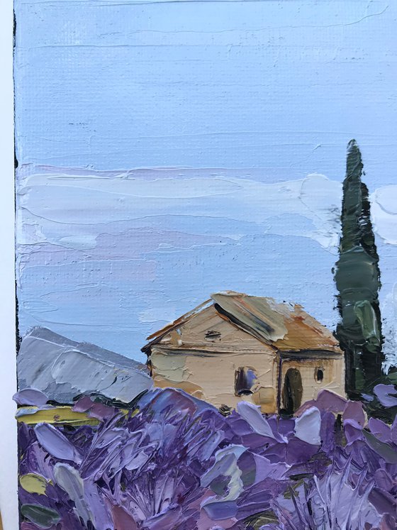 Provence lavender field Oil Painting French Landscape impasto