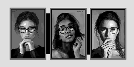 BRYN MAWR GIRLS triptych   87"x41"