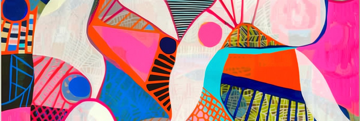 Abstract Acrylic Painting By V+V Kniazievi, 118 X 39", Fragments Of Pink Joy #6, Original Artwork