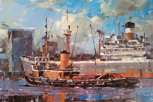 Cargo Ship "CITY OF SWANSEA" Series "Liverpool Docks" part #1 by Volodymyr Glukhomanyuk