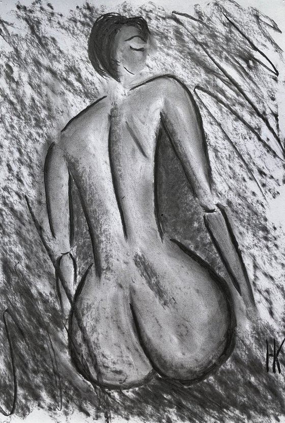 Woman Nude Charcoal Art