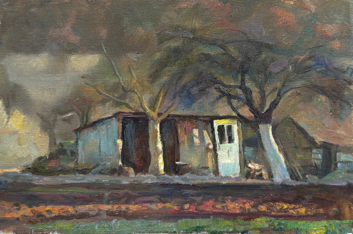 Expressive Landscape Oil Painting By Igor Galan, 12 X 8, Evening, Original Artwork