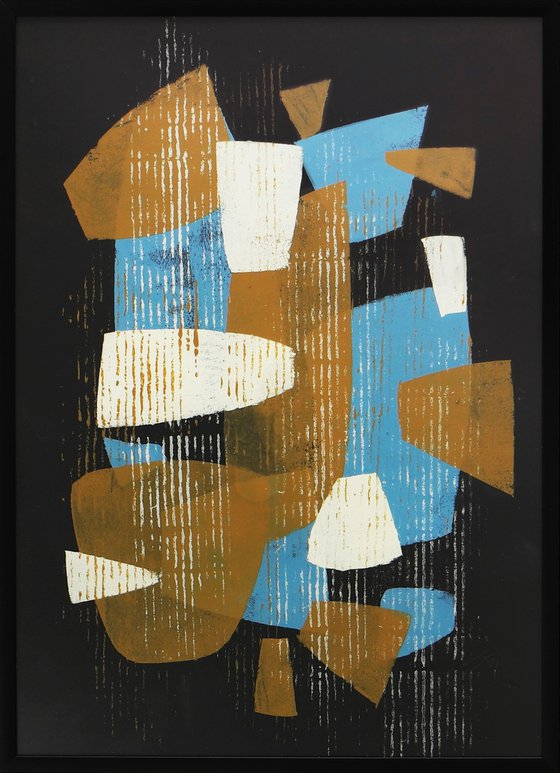 Incl Frame - Fractured Black 3 - Art on paper - A3 - 31x43CM - Ronald Hunter 29S