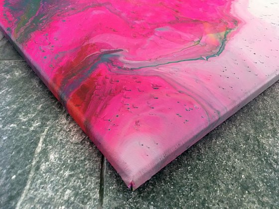 "Pink Tsunami" - Original Abstract PMS Fluid Acrylic Painting - 16 x 20 inches