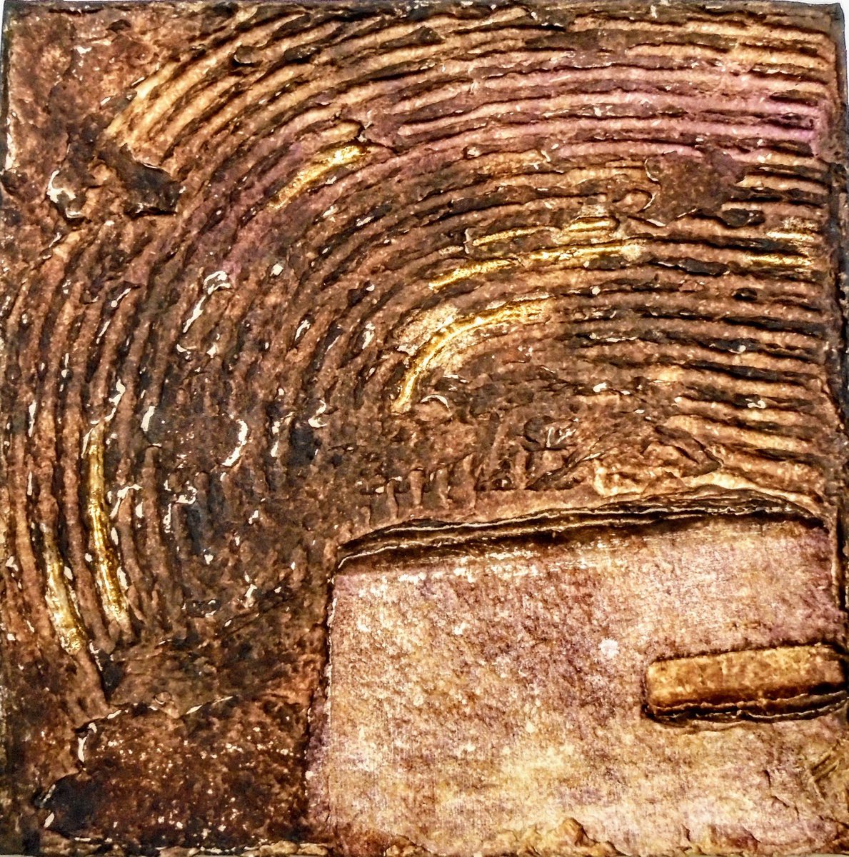 Abstract Landscape Relief By Rossitza Trendafilova, 9 X 9", "Impression Iii", Original Artwork