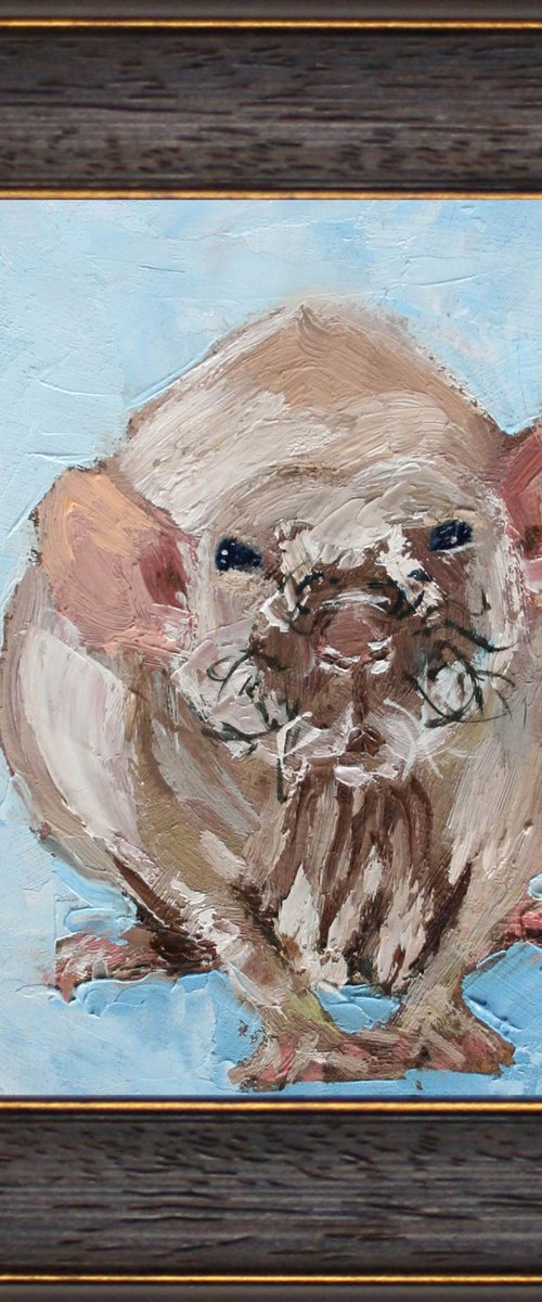 Rat framed / FROM THE ANIMAL PORTRAITS SERIES / ORIGINAL OIL PAINTING by Salana Art Gallery